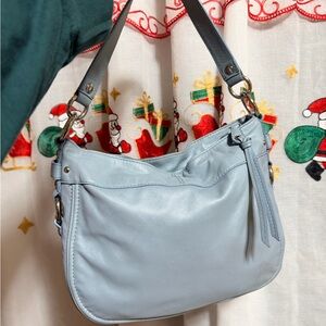 Coach Iridescent Light Blue Zoe Hobo Shoulder Bag